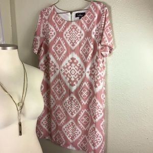 Lulu’s pink/white print boxy dress xl